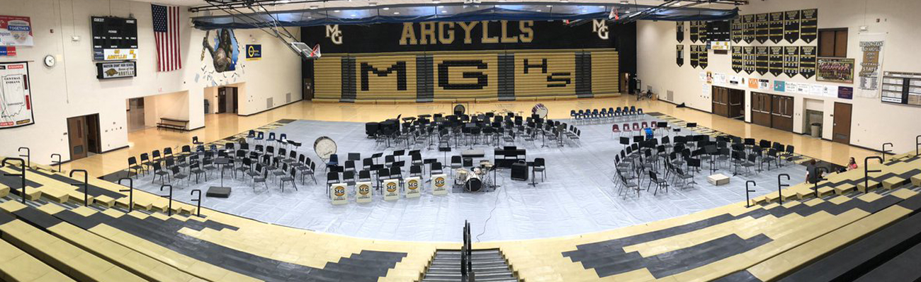 Auditorium with chairs for the band to play